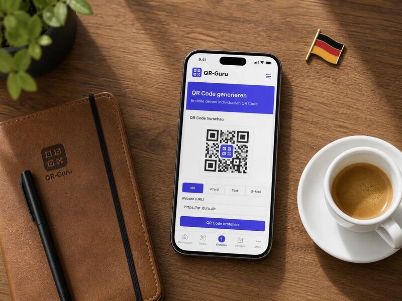 Link kürzen auf dem Smartphone — QR-Guru Mobile-Ansicht